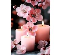 DPHERO Candles Diamond Painting Kits for Beginners Adults,5D DIY Cherry Blossoms Diamond Art Kits,Round Full Drill Romance Gem Art Crafts,DIY Painting by Numbers for Home Wall Decor 12x16 inch