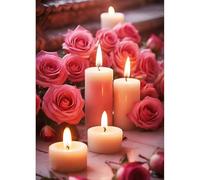 DPHERO Candles Diamond Painting Kits for Beginners Adults,5D DIY Roses Flowers Diamond Art Kits,Round Full Drill Romance Gem Art Crafts,DIY Painting by Numbers for Home Wall Decor 12x16 inch