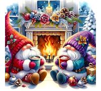 DPHERO Cartoon Dwarf Diamond Painting Kits for Beginners Adults,5D DIY Fireplace Diamond Art Kits,Round Full Drill Christmas Art Crafts,DIY Painting by Numbers for Home Wall Decor 12x16 inch