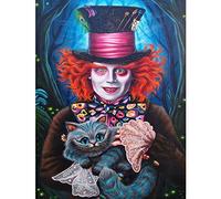 DPHERO Cheshire Cat Diamond Painting Kits for Adults,5D Mad Hatter Diamond Art Kits for Kids Beginners,Round Full Drill Cat Diamond Painting Art,DIY Paint with Diamonds Gem Painting Art 12x16 inch