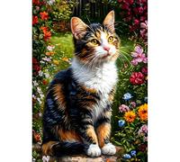 DPHERO Colourful Cat Diamond Painting Kits for Beginners Adults,5D DIY Flowers Diamond Art Kits,Round Full Drill Garden Gem Art Crafts Kits,DIY Painting by Numbers for Home Wall Decor 12x16 inch