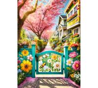 DPHERO Courtyard Diamond Painting Kits for Beginners Adults,5D DIY Wildflowers Diamond Art Kits,Round Full Drill Home Garden Art Crafts,DIY Painting by Numbers for Home Wall Decor 12x16 inch