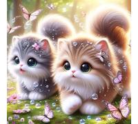 DPHERO Cute Cat Diamond Painting Kits for Beginners Adults,5D DIY Kittens Diamond Art Kits,Round Full Drill Butterfly Gem Art Crafts,DIY Painting by Numbers for Home Wall Decor 12x12 inch