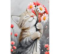 DPHERO Cute Cat Diamond Painting Kits for Beginners Adults,5D DIY Wildflowers Diamond Art Kits,Round Full Drill Kitten Gem Art Crafts,DIY Dreamland Painting by Numbers for Home Wall Decor 12x16 inch