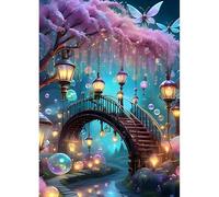 DPHERO DIY Bridge Diamond Painting Kits for Adults,5D Trees Diamond Art Kits for Beginners,Round Full Drill Dreamland Diamond Painting Art,DIY Painting by Numbers Diamond Art Painting 12x16 inch