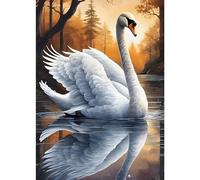 DPHERO DIY Swan Diamond Painting Kits for Adults,5D Twilight Diamond Art Kits for Beginners,Round Full Drill Reflection Diamond Painting Art,DIY Painting by Numbers Diamond Art Painting 12x16 inch