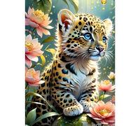 DPHERO DIY Tiger Diamond Painting Kits for Adults,5D Flowers Diamond Art Kits for Beginners,Round Full Drill Baby Tiger Diamond Painting Art,DIY Painting by Numbers Diamond Art Painting 12x16 inch