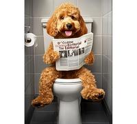 DPHERO Dog Reading Newspaper Diamond Painting Kits for Beginners Adults,5D DIY Toilet Diamond Art Kits,Round Full Drill Gem Art Crafts Kits,DIY Painting by Numbers for Home Wall Decor 12x16 inch