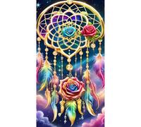 DPHERO Dreamland Diamond Painting Kits for Beginners Adults,5D DIY Dream Catcher Diamond Art Kits,Round Full Drill Feathers Gem Art Crafts,DIY Painting by Numbers for Home Wall Decor 16x28 inch