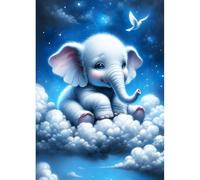 DPHERO Elephant on Clouds Diamond Painting Kits for Beginners Adults,5D DIY Starry Sky Diamond Art Kits,Round Full Drill Dreamland Art Crafts,DIY Painting by Numbers for Home Wall Decor 12x16 inch
