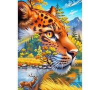 DPHERO Fantasy Leopard Diamond Painting Kits for Beginners Adults,5D DIY Forest Diamond Art Kits,Round Full Drill Snow Mountain Art Crafts,DIY Painting by Numbers for Home Wall Decor 12x16 inch