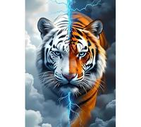 DPHERO Fantasy Tiger Diamond Painting Kits for Beginners Adults,5D DIY Lightning Diamond Art Kits,Round Full Drill Dreamland Gem Art Crafts,DIY Tiger Painting by Numbers for Home Wall Decor 12x16inch