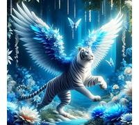 DPHERO Fantasy Tiger Diamond Painting Kits for Beginners Adults,5D DIY Wings Diamond Art Kits,Round Full Drill Dreamland Gem Art Crafts Kits,DIY Painting by Numbers for Home Wall Decor 12x12 inch