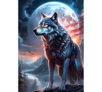DPHERO Fantasy Wolf Diamond Painting Kits for Beginners Adults,5D DIY Moon Diamond Art Kits,Round Full Drill Dreamland Gem Art Crafts Kits,DIY Painting by Numbers for Home Wall Decor 12x16 inch