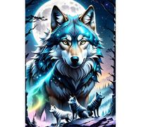 DPHERO Fantasy Wolves Diamond Painting Kits for Beginners Adults,5D DIY Moon Diamond Art Kits,Round Full Drill Dreamland Gem Art Crafts Kits, DIY Painting by Numbers for Home Wall Decor 12x16 inch