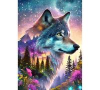 DPHERO Forest Wolf Diamond Painting Kits for Beginners Adults,5D DIY Dreamland Diamond Art Kits,Round Full Drill Fantasy Diamond Painting Art,DIY Painting by Numbers Diamond Art Painting 12x16 inch