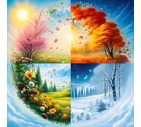 DPHERO Four Seasons Diamond Painting Kits for Beginners Adults,5D DIY Sun and Moon Diamond Art Kits,Round Full Drill Fantasy Gem Art Crafts,DIY Painting by Numbers for Home Wall Decor 12x12 inch