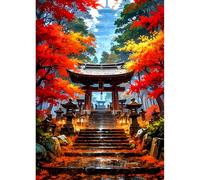 DPHERO Japanese Architecture Diamond Painting Kits for Beginners Adults,5D DIY Forest Diamond Art Kits,Round Full Drill Gem Art Crafts Kits,DIY Painting by Numbers for Home Wall Decor 12x16 inch