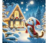 DPHERO Kitten Diamond Painting Kits for Beginners Adults,5D DIY Christmas Diamond Art Kits,Round Full Drill Cabin Gem Art Crafts,DIY Painting by Numbers for Home Wall Decor 12x12 inch