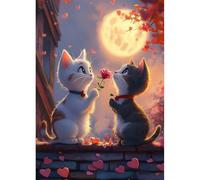 DPHERO Kittens Diamond Painting Kits for Beginners Adults,5D DIY Cats Moon Diamond Art Kits,Round Full Drill Rose Flowers Gem Art Crafts Kits,DIY Painting by Numbers for Home Wall Decor 12x16 inch