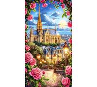 DPHERO Large Size Diamond Painting Kits for Beginners Adults,5D DIY Castle Church Diamond Art Kits,Round Full Drill Flowers Gem Art Crafts,DIY Painting by Numbers for Home Wall Decor 16x28 inch