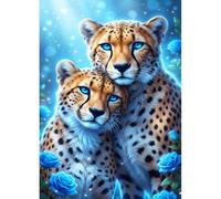 DPHERO Leopard Diamond Painting Kits for Beginners Adults,5D DIY Couple Lovers Diamond Art Kits,Round Full Drill Dreamland Art Crafts,DIY Painting by Numbers for Home Wall Decor 12x16 inch