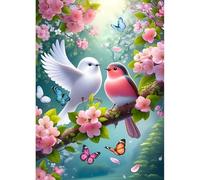 DPHERO Lovebirds Diamond Painting Kits for Beginners Adults,5D DIY Flowers Diamond Art Kits,Round Full Drill Butterfly Diamond Painting Art,DIY Painting by Numbers Diamond Art Painting 12x16 inch