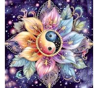 DPHERO Mandala Flowers Diamond Painting Kits for Beginners Adults,5D DIY Tai Chi Yin Yang Diamond Art Kits,Round Full Drill Starry Sky Art Crafts,DIY Painting by Numbers for Home Wall Decor 12x12 inch