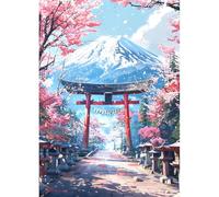 DPHERO Mount Fuji Diamond Painting Kits for Beginners Adults,5D DIY Volcano Diamond Art Kits,Round Full Drill Tori Gate Gem Art Crafts,DIY Flowers Painting by Numbers for Home Wall Decor 12x16 inch