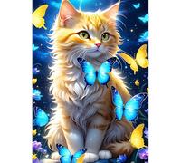 DPHERO Orange Cat Diamond Painting Kits for Beginners Adults,5D DIY Colorful Butterfly Diamond Art Kits,Round Full Drill Gem Art Crafts Kits,DIY Painting by Numbers for Home Wall Decor 12x16 inch