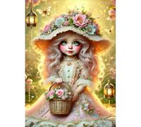 DPHERO Princess Diamond Painting Kits for Beginners Adults,5D DIY Beauty Fairy Diamond Art Kits,Round Full Drill Flowers Gem Art Crafts Kits,DIY Painting by Numbers for Home Wall Decor 12x16 inch