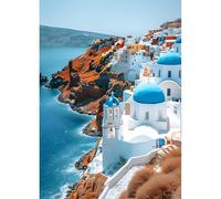 DPHERO Santorini Diamond Painting Kits for Beginners Adults,5D DIY Church Diamond Art Kits,Round Full Drill Coastline Diamond Painting Art,DIY Painting by Numbers Diamond Art Painting 12x16 inch