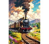 DPHERO Steam Train Diamond Painting Kits for Beginners Adults,5D DIY Landscape Diamond Art Kits,Round Full Drill Vintage Gem Art Crafts,DIY Painting by Numbers for Home Wall Decor 12x16 inch