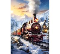 DPHERO Steam Train Diamond Painting Kits for Beginners Adults,5D DIY Vintage Train Diamond Art Kits,Round Full Drill Snowy Scene Gem Art Crafts,DIY Painting by Numbers for Home Wall Decor 12x16 inch