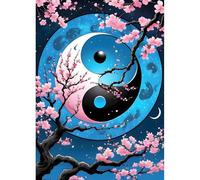 DPHERO Taiji Diamond Painting Kits for Beginners Adults,5D DIY Yin and Yang Diamond Art Kits,Round Full Drill Cherry Blossoms Gem Art Crafts Kits,DIY Painting by Numbers for Home Wall Decor 12x16inch