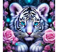 DPHERO Tiger Cub Diamond Painting Kits for Beginners Adults,5D DIY Fantasy Diamond Art Kits,Round Full Drill Rose Flowers Art Crafts,DIY Painting by Numbers for Home Wall Decor 12x12 inch