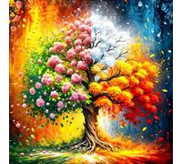 DPHERO Tree of Life Diamond Painting Kits for Beginners Adults,5D DIY Four Seasons Diamond Art Kits,Round Full Drill Fantasy Gem Art Crafts,DIY Painting by Numbers for Home Wall Decor 12x12 inch