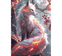 DPHERO White Fox Diamond Painting Kits for Beginners Adults,5D DIY Flowers Diamond Art Kits,Round Full Drill Lightning Fox Gem Art Crafts Kits,DIY Painting by Numbers for Home Wall Decor 12x16 inch