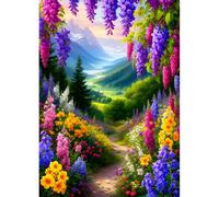 DPHERO Wildflowers Diamond Painting Kits for Beginners Adults,5D DIY Flower Sea Diamond Art Kits,Round Full Drill Valley Path Art Crafts,DIY Painting by Numbers for Home Wall Decor 12x16 inch