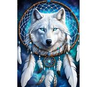 DPHERO Wolf Diamond Painting Kits for Beginners Adults,5D DIY Dreamcatcher Diamond Art Kits,Round Full Drill Feather Diamond Painting Art,DIY Painting by Numbers Diamond Art Painting 12x16 inch