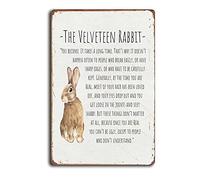 DPHGQGK The Velveteen Rabbit Vintage Nursery Wall Art Print Poster Home Decor Handmade Children Room Gift Baby Shower Inspirational Quote Metal Vintage Tin Sign Easter Decorations 8x12inch