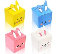 DPKOW 12 Easter Bunny Boxes, Easter Party Favour Boxes Gift Boxes for Kids Children Craft, Easter Egg Boxes Sweets Treats Boxes Cookie Goodie Boxes for Easter Hunt Games Activities