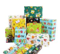 DPKOW 12 Sheets Thank You Teacher Gifts Wrapping Paper, Recyclable Wrapping Paper Sheets Rainbow Pencil Apple, Teacher Appreciation Supplies, 70 * 50cm