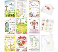 DPKOW 18pcs Religious Easter Cards Multipack, Christian Happy Easter Greeting Cards with Envelopes and Sealing Stickers for Kids and Family