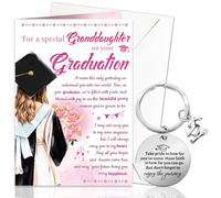 DPKOW 2025 Graduation Card for Granddaughter, Graduation Gifts for Her 2025 Graduation Keyring Graduation Greeting Card for Granddaughter Well Done Card, Class of 2025 Graduation Gift Card Keyring