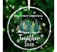 DPKOW 2025 Our First Christmas Together Bauble Ornament Gift First Christmas Couple New Home Family Pet Housewarming Keepsake 1st Xmas Gift, Glass Ornament with Box