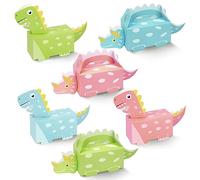 DPKOW 24 Pack Dinosaur Party Favor Boxes, Small Dino Treat Boxes Dinosaur Gift Presents 3D Shaped Candy Cookie Bags for Girls Boys Kids Birthday Party Favor Supplies