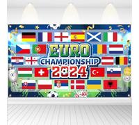 DPKOW 24 Teams Flags Banner Euro Championship 2024 Decorations, Large Fabric 2024 Championship Euro Football Background Banner for 2024 Championship Euro Party Decorations Garden Bar Indoor Outdoor