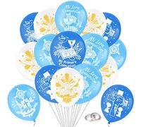DPKOW 28pcs Azul Mi Primera Comunión Globos Decoración para Niño