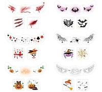 DPKOW 30pcs Halloween Tattoos Freckles Face Stickers Halloween Makeup Accessories, Waterproof Pumpkin Spider Bat Ghost Clown Scar Temporary Tattoos Masquerade Festival Party Favor Supplies
